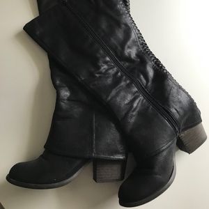 Black Fergalicious Wide Calf Boots - 7